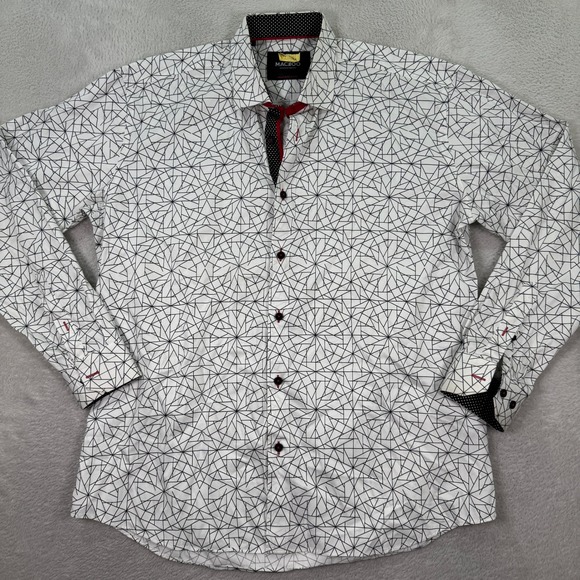 Maczoo Mens Size 5/XL Geometric Print Button Down Long Sleeve Shirt Preppy EUC - Picture 1 of 8